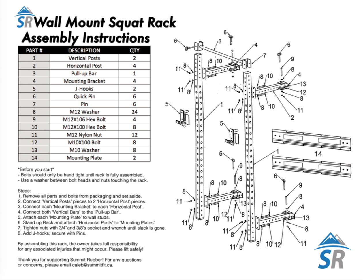 Folding Wall Mounted Squat Rack SummitRubber